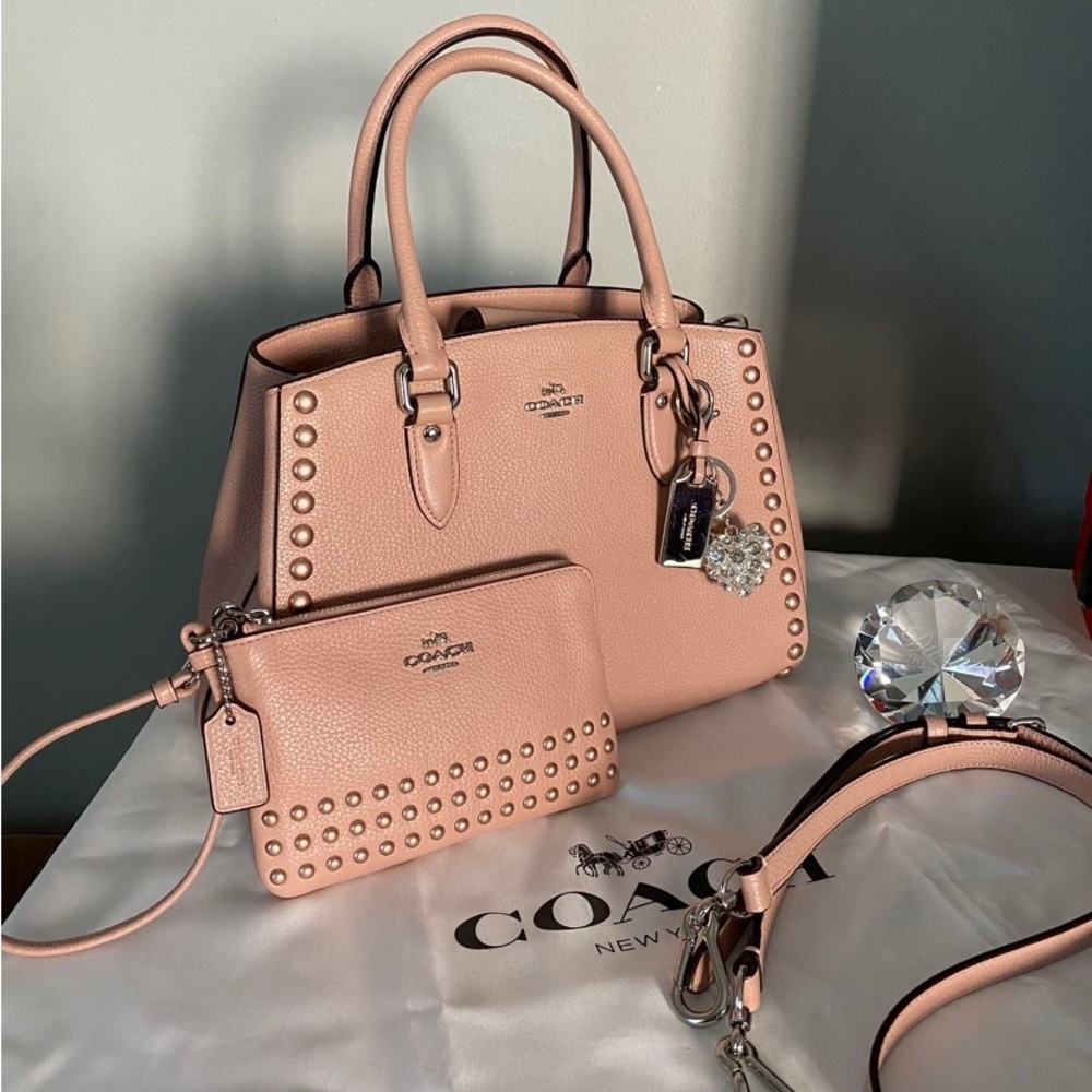 Coach Signature LCQR RVT MINI EMPIRE Satchel With Matching Wallet / wristlet